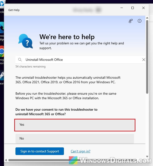 Get Help uninstall Office troubleshooter Windows 11