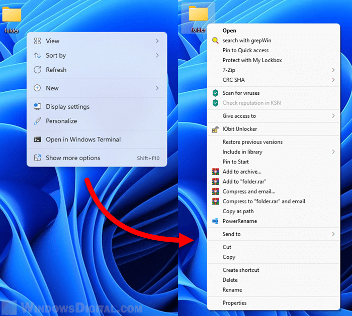 Get old right-click menu back Windows 11