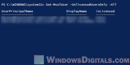 Get unlicensed users Office 365 PowerShell
