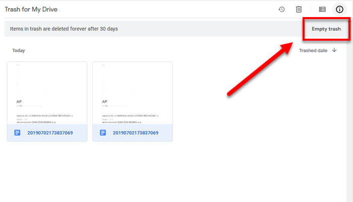 Google Drive Empty Trash
