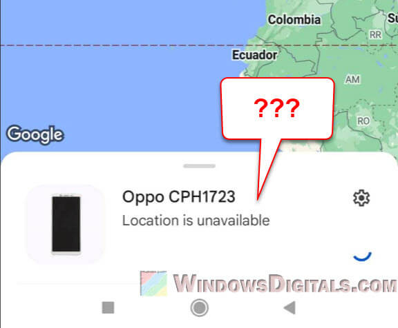Google Find My Device Location is unavailable