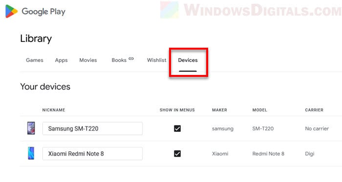 Google Library Android Devices List