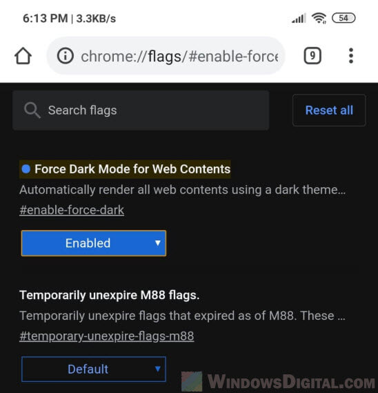 Pencarian Google mode gelap Android