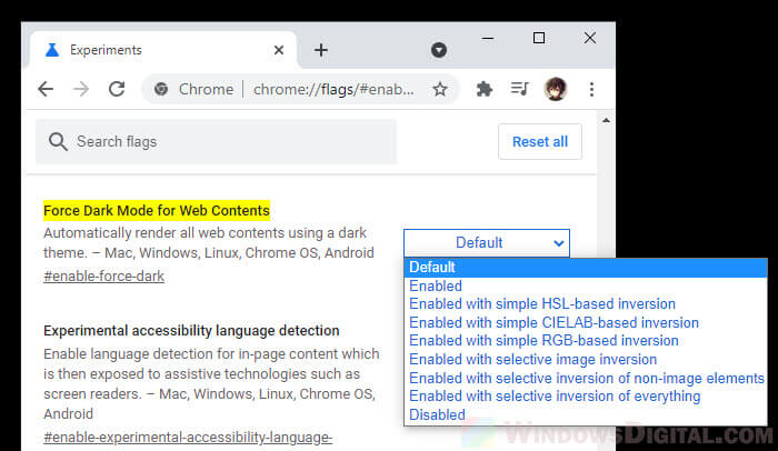 Google Search Dark Mode Chrome