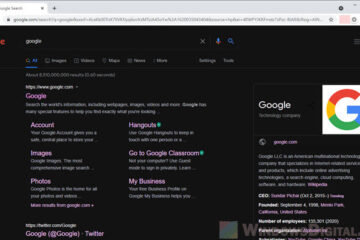 Google Search Result Dark Mode Windows 10 PC