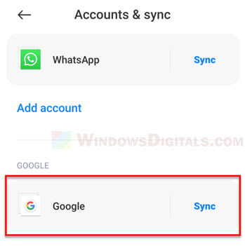 Google account on phone