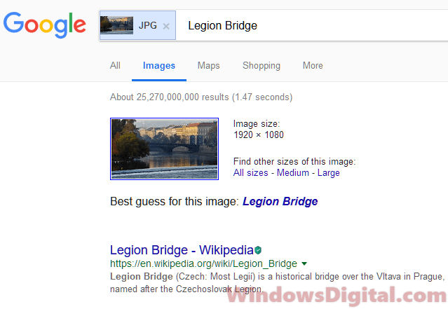 Google reverse image search lock screen image location Windows 10