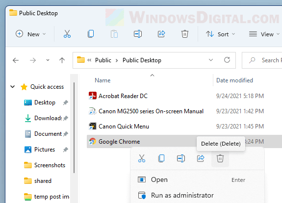 Hide apps by deleting it from Start menu