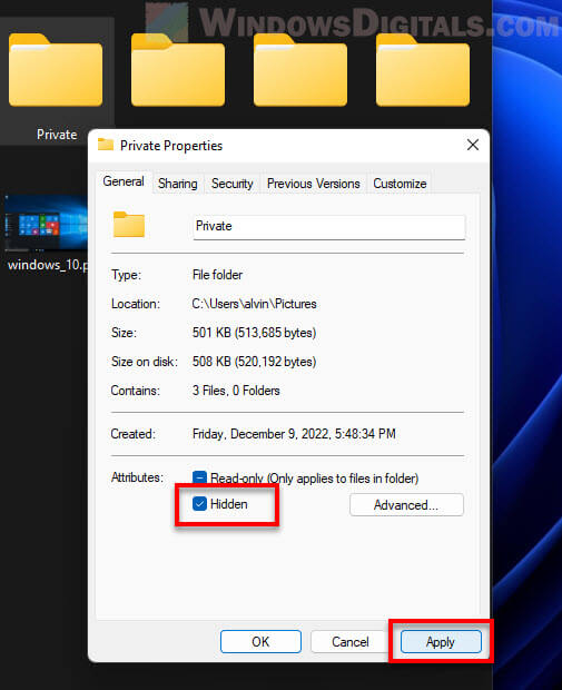 Hide folder from Windows 11 Photos app