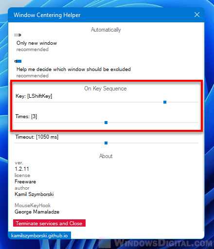 Hotkey to center window on screen Windows 11