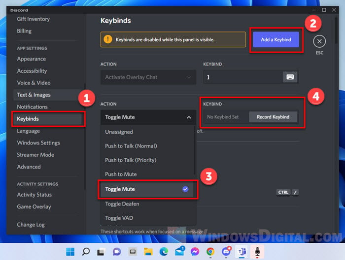 Hotkey to mute microphone in Discord