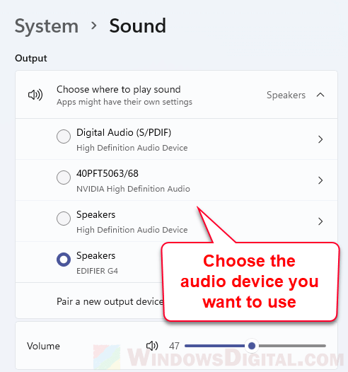 How to Change Default Audio Output Device Windows 11
