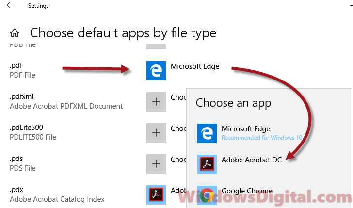 windows how to set default program to open pdf file