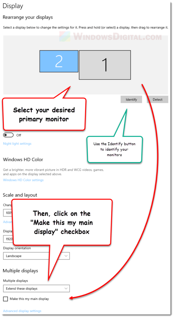 how to change primary display in windows 11