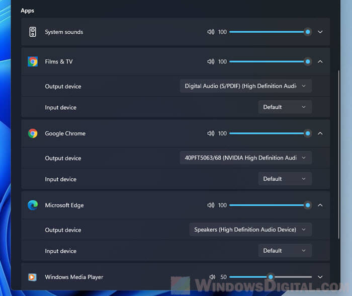 How to Change Output Device For Different Apps in Windows 11