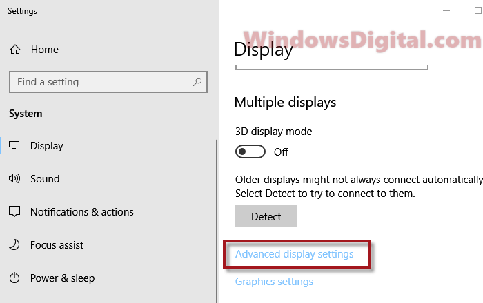 Advanced monitor display settings