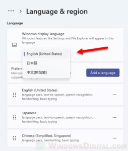 windows 11 change default display language