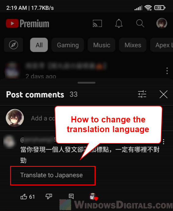 How to Change the Comment Translation Language on YouTube