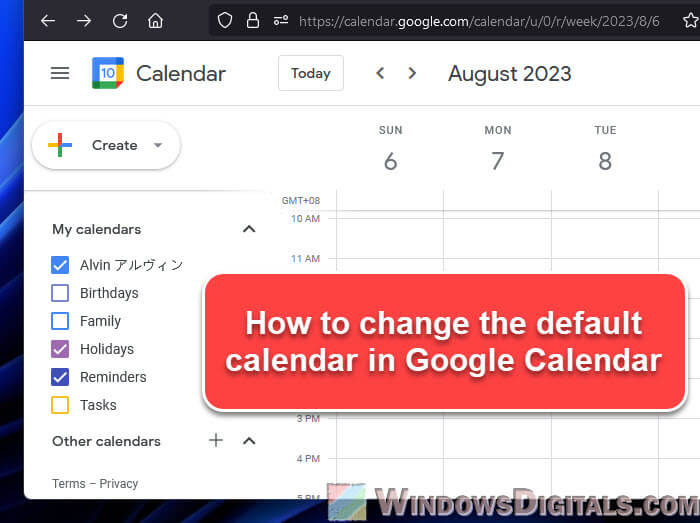 How to Change the Default Calendar in Google Calendar