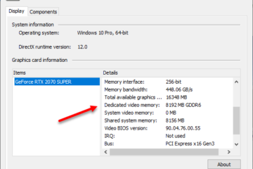 How to Check NVIDIA Graphics Card memory size on Windows 10