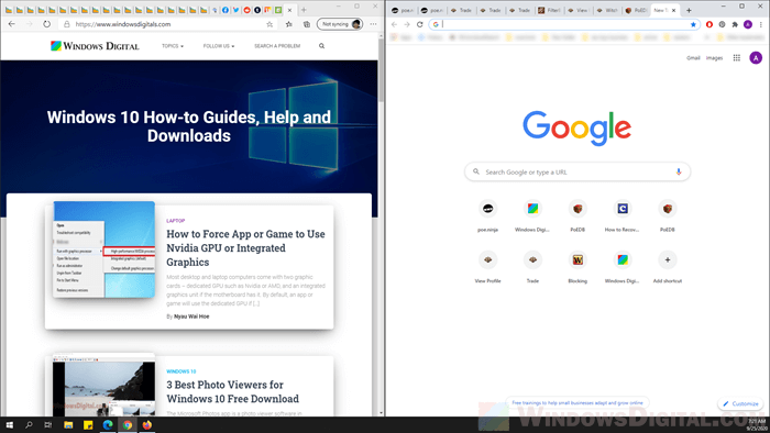 Split Screen on Windows 11/10 with two monitors