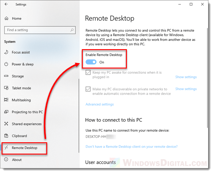 How to Enable RDP Remote Desktop on Windows 10