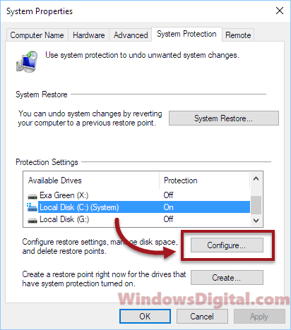 System Properties Configure