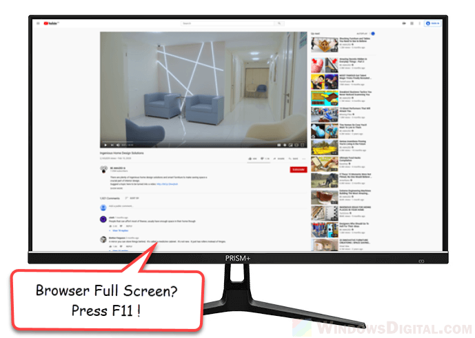 Going full screen on Chrome in Windows 11/10 with F11