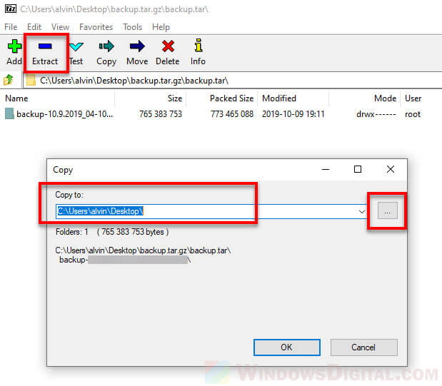 tar.gz-Dateien in Windows dekomprimieren