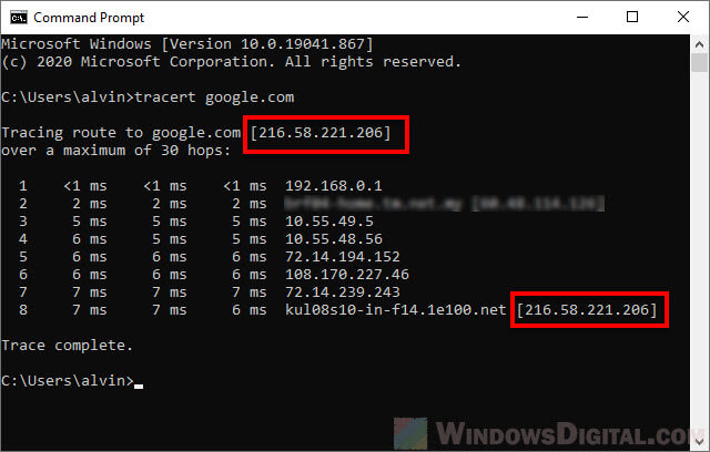 How to Find The IP Address of a Website in Windows 10