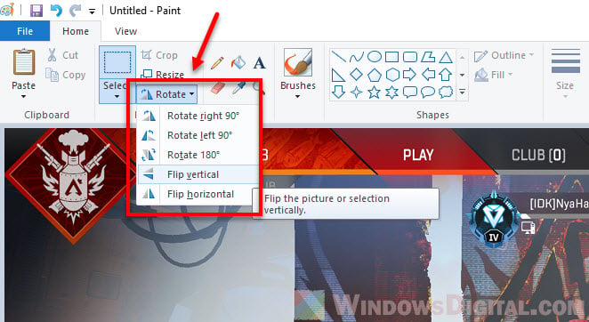 How to Flip or Rotate an Image in Windows 10 using Paint