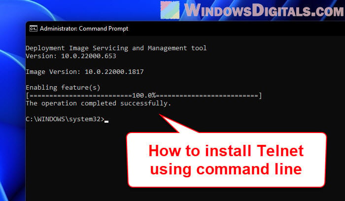 How to Install Telnet via CMD or PowerShell in Windows 11