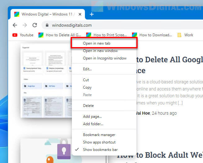 How to Make Bookmarks Open in New Tab in Chrome