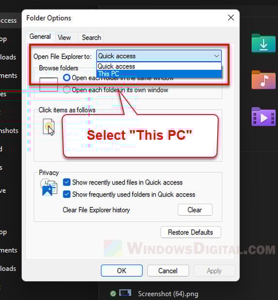 How to Make File Explorer Open to This PC Windows 11