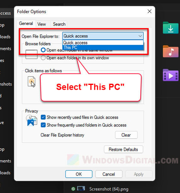 How to Make File Explorer Open to This PC Windows 11