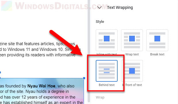 How to Move an Image to the Back in Google Docs