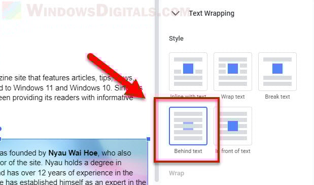 How to Move an Image to the Back in Google Docs