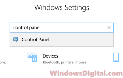How to Open Control Panel in Windows 10 via settings