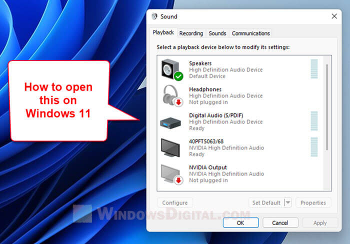 How to Open The Old Sound Settings in Windows 11