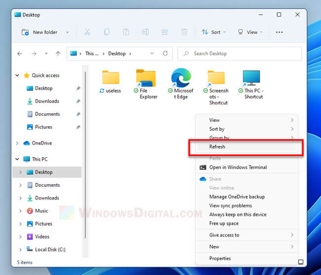 Bagaimana cara menyegarkan File Explorer di Windows 11?