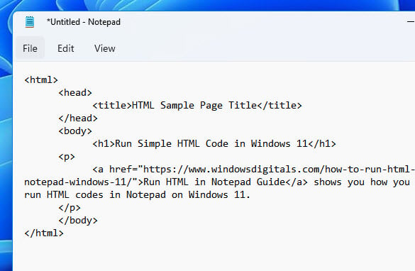 How to Run HTML Code in Notepad Windows 11