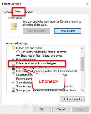 How to Show Hidden File Name Extensions in Windows 10 File Explorer