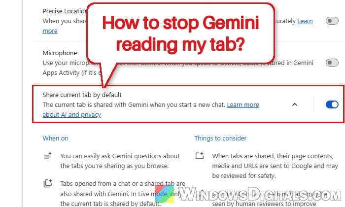 How to Stop Gemini in Chrome from Reading Your Open Tab