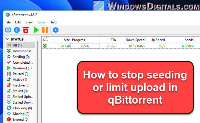 How to Stop Seeding in qBittorrent
