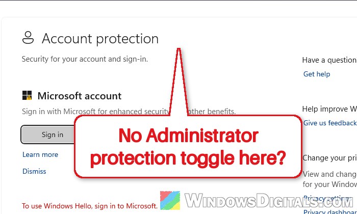How to Turn On Administrator Protection in Windows 11 if the Toggle Is Missing