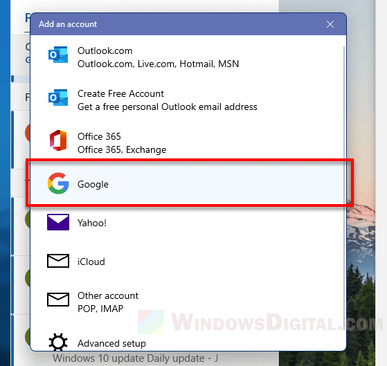 How to add Google account to Mail app in Windows 11
