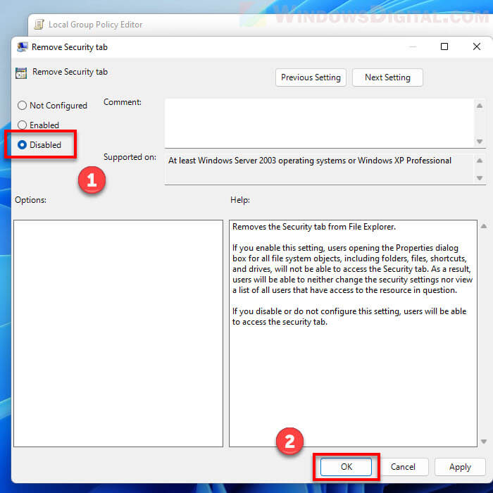 How to add Security tab to Properties in Windows 11