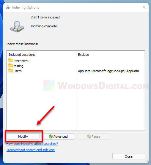 How to add folder to Windows 11 search index