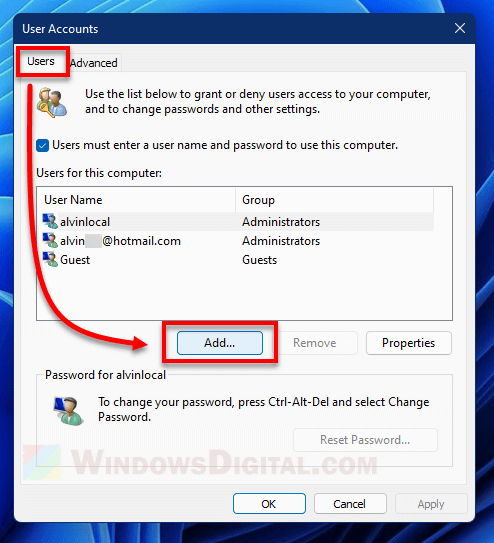 How to add user account to Windows 11