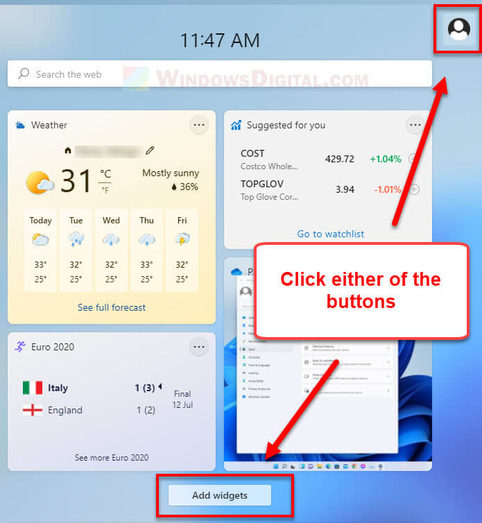 How to add widgets in Windows 11